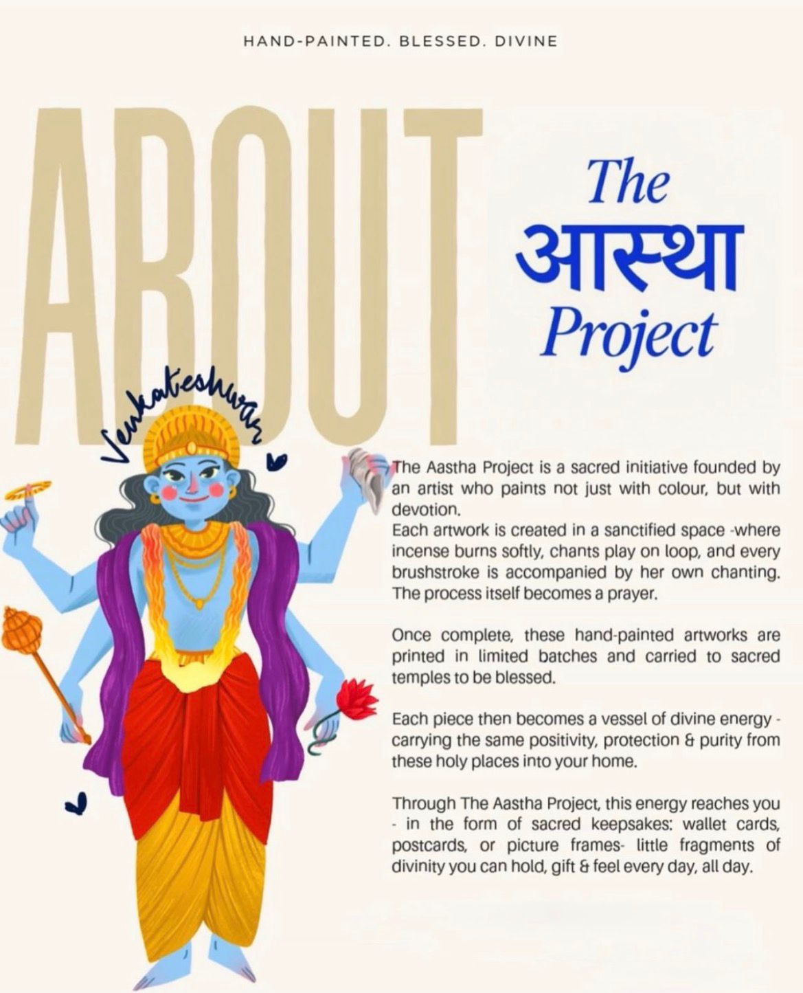 The Aastha Project devotional cards beside a diya