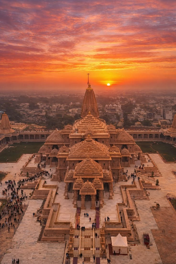 Ram Janmbhumi temple at sunset