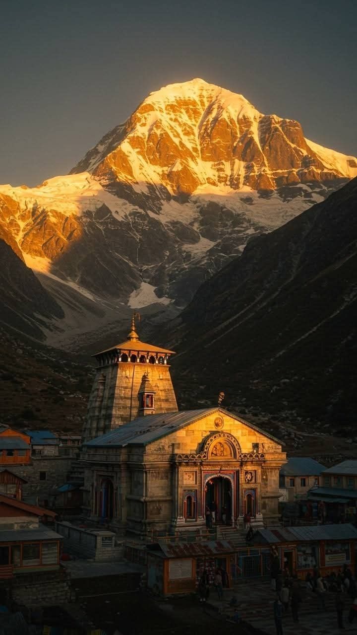 Sacred temple beneath a mountain