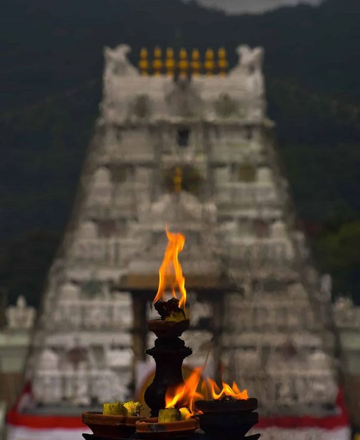 Temple flame before Thirumala temple